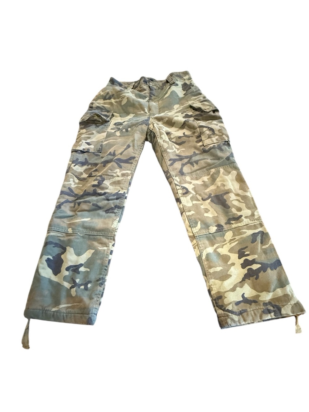 Camo Cargo Pants Military Style Utility Tactical Drawstring Hem Size 1C 29.5”
